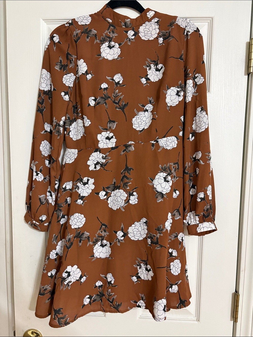 ANDREE BY UNIT Rust Floral Long-Sleeve Mini Dress